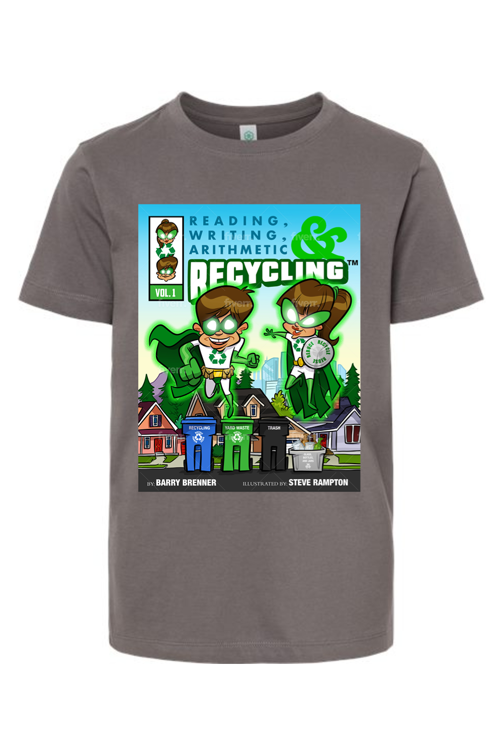 Youth Organic T-Shirt Reading Writing Arithmetic and Recycling Organic TShirt Vol 1