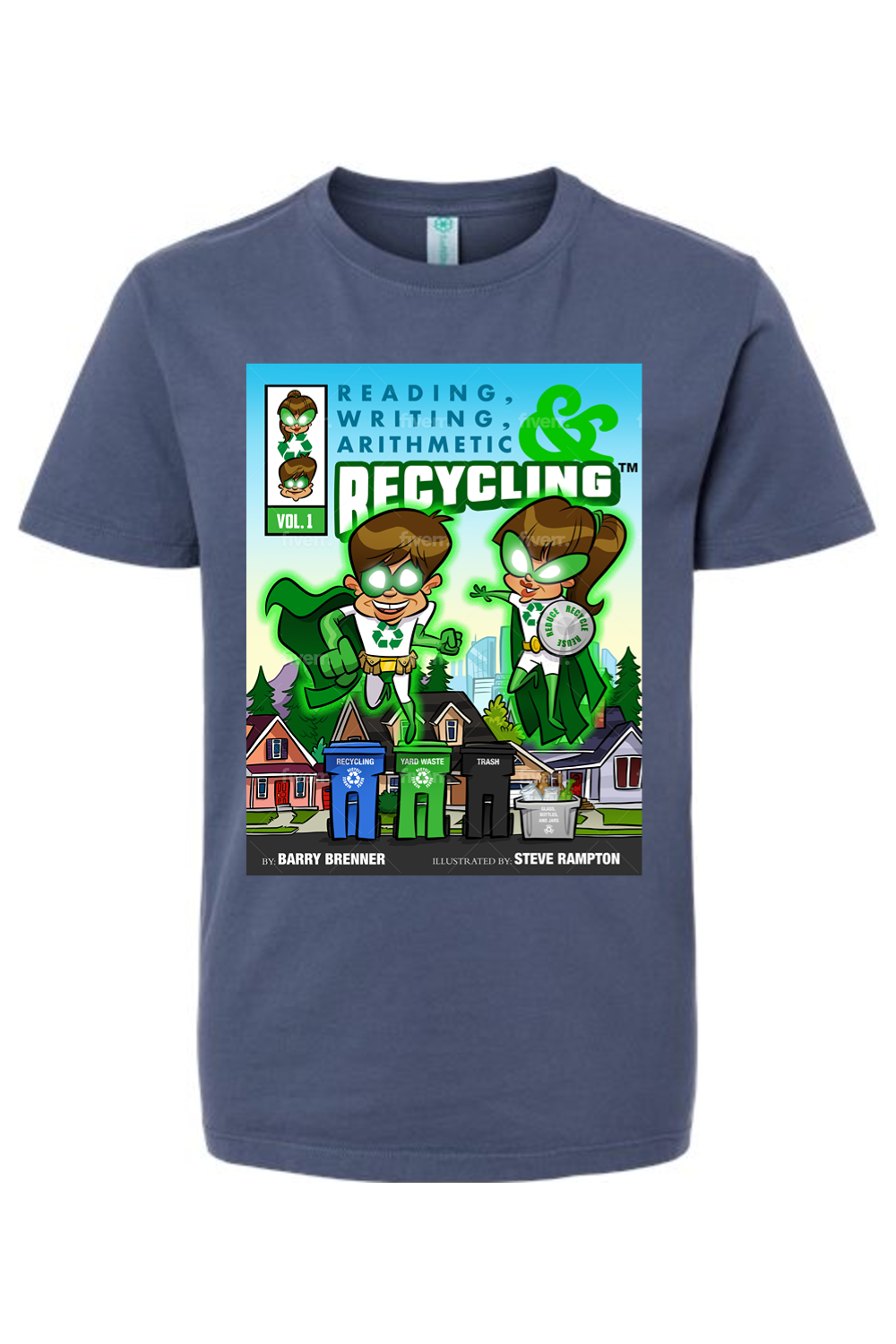 Youth Organic T-Shirt Reading Writing Arithmetic and Recycling Organic TShirt Vol 1