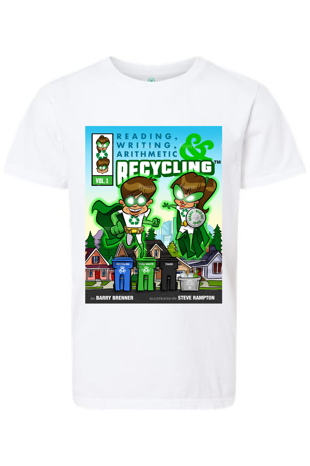 Youth Organic T-Shirt Reading Writing Arithmetic and Recycling Organic TShirt Vol 1